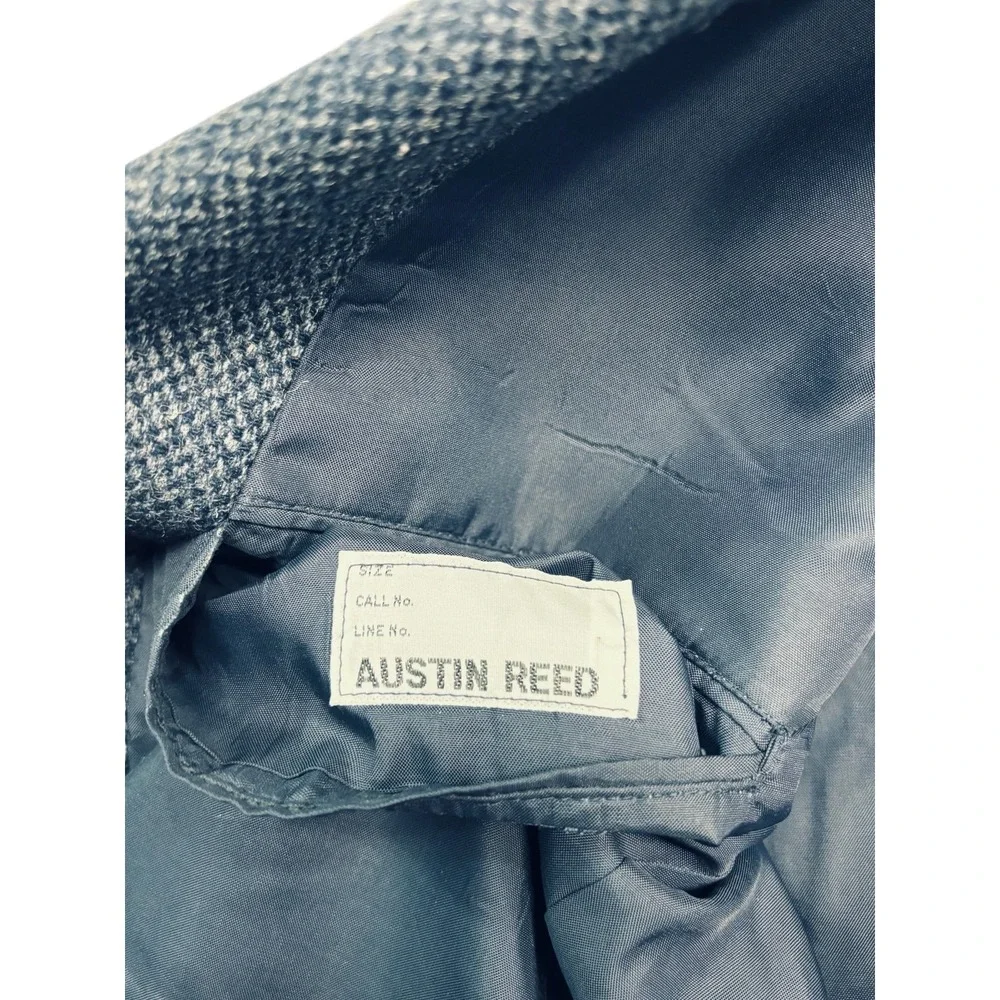 vtg Austin Reed 44R Navy English Tweed‎ Blazer Jacket Sport Coat Mohair Alpaca